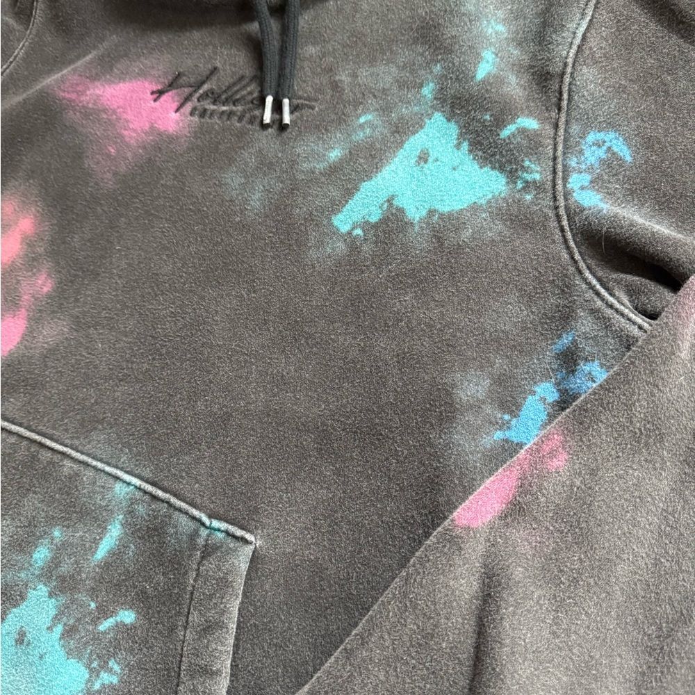 Hollister Must Have Collection Black and Grey Hoodie with Blue and Pink Tie-Dye - Picture 10 of 11
